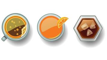 Three different types of drinks in bowls vector