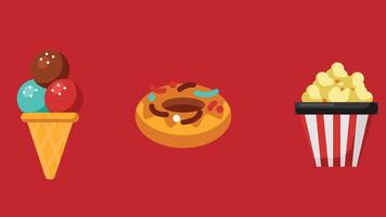 a set of flat icons of different types of food vector