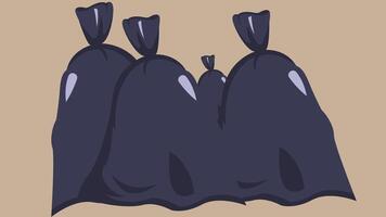 Three bags of garbage on a brown background vector