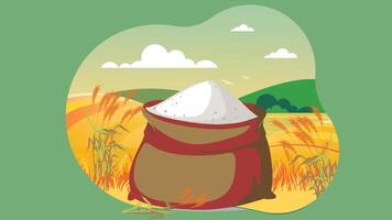 sugar bag in the field with wheat and sky vector