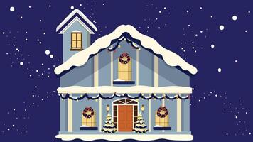 A house with a snow covered roof and windows vector