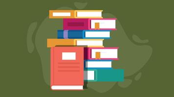 A stack of books on a green background vector