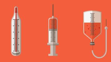a set of systols and an injection on an orange background vector
