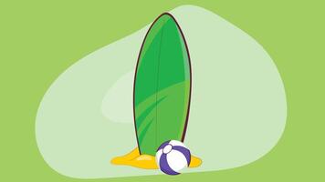 a surfboard with a ball on top of it vector