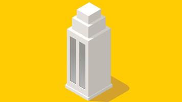isometric skyscraper building isolated with yellow background vector