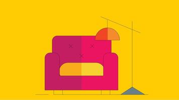 Linear abstract background illustration with plants on sides vector