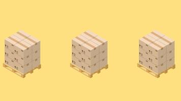 isometric view of pallet stacked on pallet vector