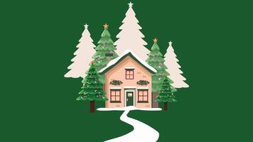 A house surrounded by trees and a path vector
