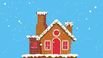A gingerbread house is shown in the snow vector