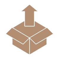 Open box symbol with an upward arrow, indicating unpacking or removal of contents. Ideal for logistics and shipping contexts vector