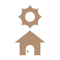 A simple icon of a sun with a diagonal line through it, symbolizing protection from direct sunlight. Perfect for packaging, skincare, and sun protection products. vector
