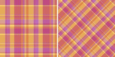 Texture fabric of plaid seamless textile with a pattern background tartan check. Set in happy colors for trendy everyday bags for women. vector