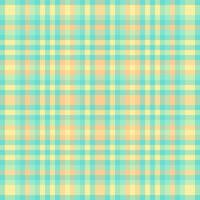 Styling texture background pattern, neutral check fabric textile. Turquoise tartan seamless plaid in teal and yellow colors. vector