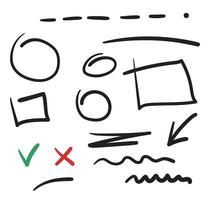 Lines, circles and arrows hand drawn style. sketch. vector
