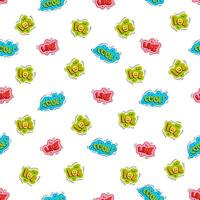 Cool stickers, youth seamless pattern. background printing of trendy fabric, casual clothes, wrapping paper. vector