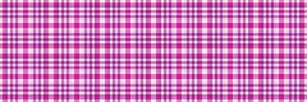 Bold check tartan fabric, cotton seamless texture plaid. Fuzzy textile pattern background in magenta and white colors. vector