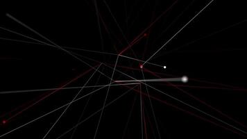 Minimalist black abstract background with connecting red and white lines. Modern clean design. Tech inspired connectivity concept. Full HD and looping black minimalism animation. video