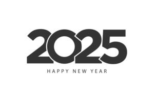 Simple style lines happy new year 2025 black white theme vector