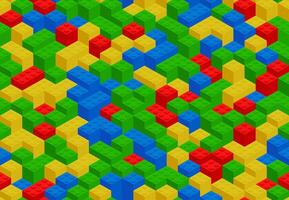 Plastic constructor game seamless pattern. toy brick texture background. Perspective flat design for paper or fabric print. vector