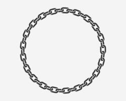 Texture chain round frame. Circle border chains silhouette black and white isolated on background. Chainlet design element. vector