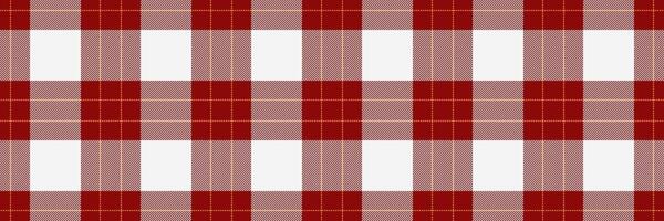 Short plaid tartan textile, product texture fabric. Duvet pattern check seamless background in red and white colors. vector