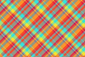 Endless texture textile seamless, t-shirt fabric check plaid. Rectangle pattern background tartan in pastel and red colors. vector