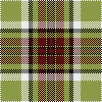 Sixties fabric textile background, checks pattern texture . Filigree plaid seamless check tartan in lime and red colors. vector