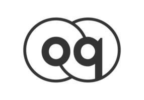 OQ business company emblem with outline rounds and letters o q. Logo template of two merged circles for brand identity, logotype. Infinity symbol vector