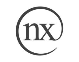 NX logo from two letter with circle shape email sign style. N and X round logotype of business company vector