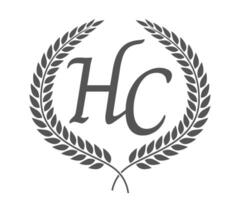 Initial letter H and C, HC monogram logo design with laurel wreath. Luxury calligraphy font. vector