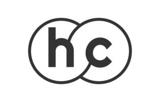 HC business company emblem with outline rounds and letters h c. Logo template of two merged circles for brand identity, logotype. Infinity symbol vector