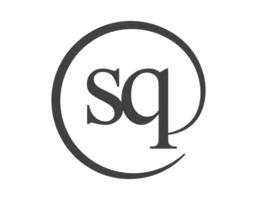 SQ logo from two letter with circle shape email sign style. S and Q round logotype of business company vector