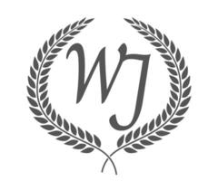 Initial letter W and J, WJ monogram logo design with laurel wreath. Luxury calligraphy font. vector