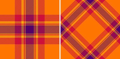Pattern textile plaid of tartan fabric check with a background seamless texture. Set in halloween colors. Fashion bandanas for a cool style. vector