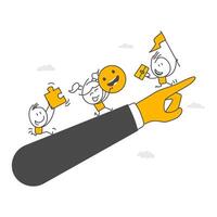 The leader directs the team members, the work direction is to achieve the goal or purpose, success in the work with teamwork. vector