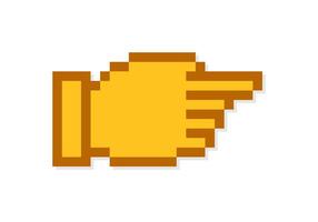 Hand pixel gesturing fore finger to point symbol. vector