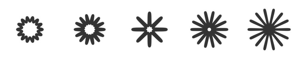 Simple illustration of abstract starburst designs in different styles and shapes. vector