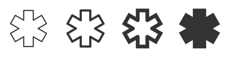 Minimalist illustration of medical cross icons in outline and filled styles. vector