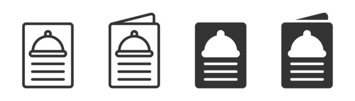 Icons of a restaurant menu in various styles, including outline and filled. Perfect for food, dining, and app designs. vector