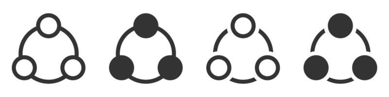 Illustration of minimalistic interconnected circle icons in black and white. vector