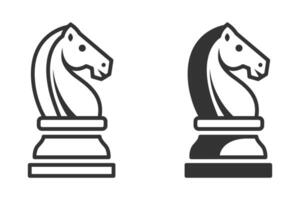 Villustration of chess knight pieces in a clean, modern design, featuring both black and white versions. vector