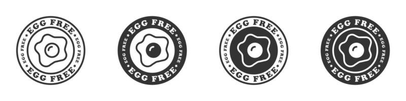 Simple illustration of egg-free labels in outline and filled styles with a fried egg design. vector
