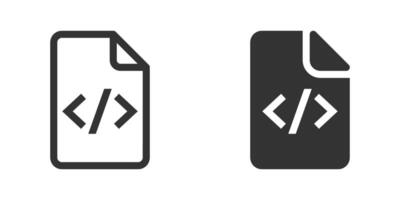 Illustration of coding file icons in a minimalist black and white design, representing programming and development. vector