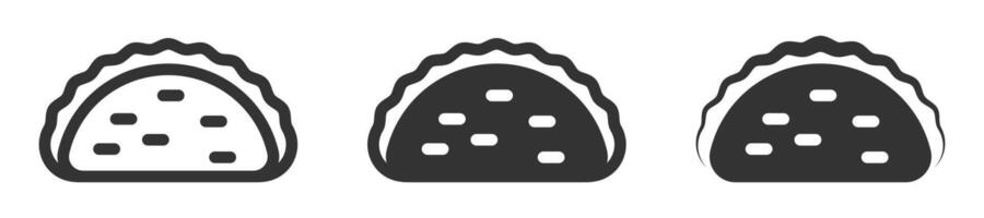 illustration of a taco icon in outline and filled styles. vector