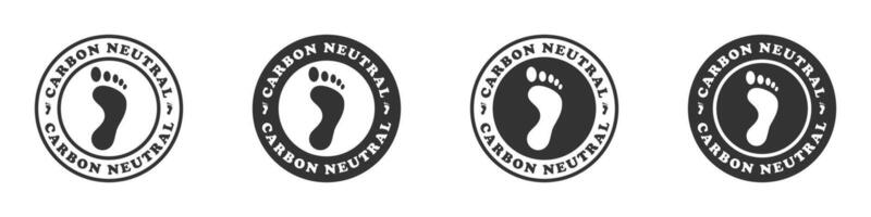 Monochrome carbon neutral badges featuring a footprint, ideal for eco-friendly branding. vector