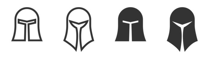Minimalist illustration of a medieval helmet in outline and filled styles. vector