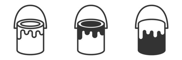 Paint bucket icons with dripping paint in different styles. Great for DIY, renovation, and art themes. vector