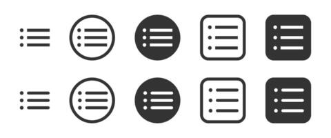 VectIcons of bullet point lists in different shapes, including circle and square. Menu icon. Suitable for UI, to-do lists, and infographics. vector