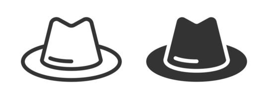 Minimalist illustration of a fedora hat in outline and filled styles. vector