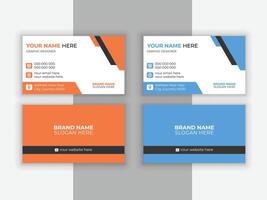 Geometric shapes business card design with two colors. vector